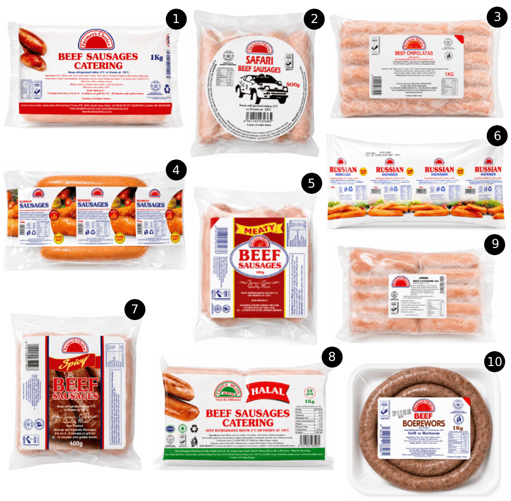 Beef sausages
